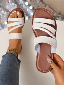 Women's Flat Casual Sandals, Elegant Versatile Summer Shoes, Comfortable Slip-On Design, Perfect for Daily Wear