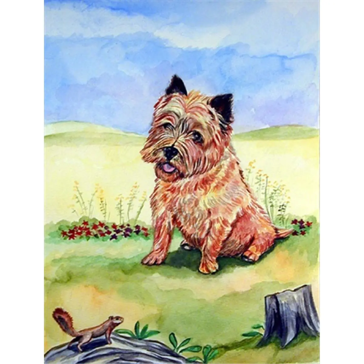 Carolines Treasures 7017CHF 28 x 40 in. Cairn Terrier And The Chipmunk Flag Canvas House Size