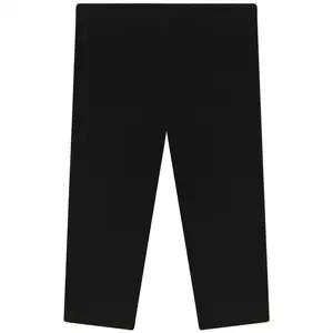Rib Basic Henley Leggings - Black Cotton Spandex for Women - Comfortable Fit - Ideal for Casual Wear