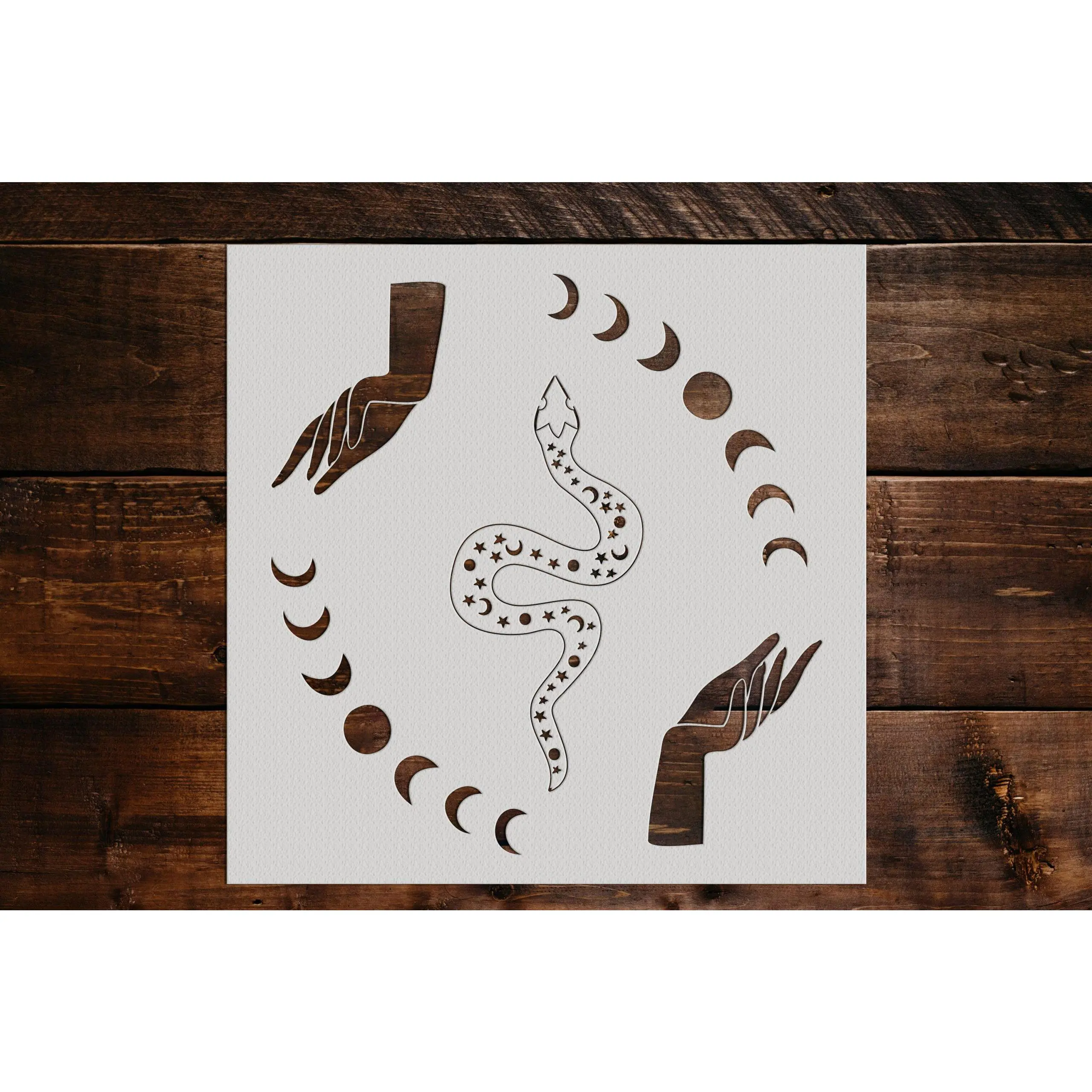 Moons, Snakes, and Hands Stencil - Art and Wall Stencil