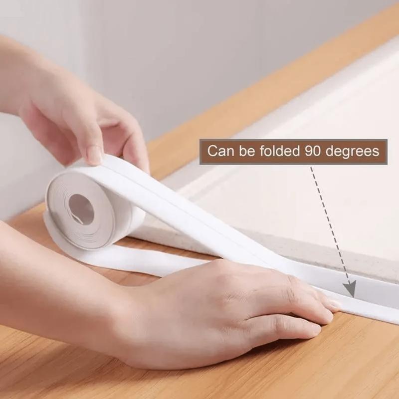 （4pcs）White Self-Adhesive Waterproof Caulk Tape for Bathroom Bathtub Shower Seal Sealing Strip Soap