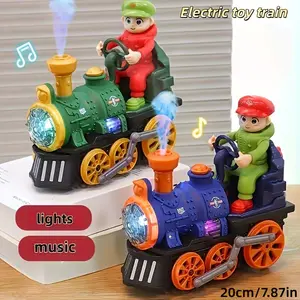 Multifunctional Electric Sound And Light Train | Battery Powered, Flashing Lights, Abs Material, And Green, Ideal For Boys And Girls, Birthday And Holiday Gift