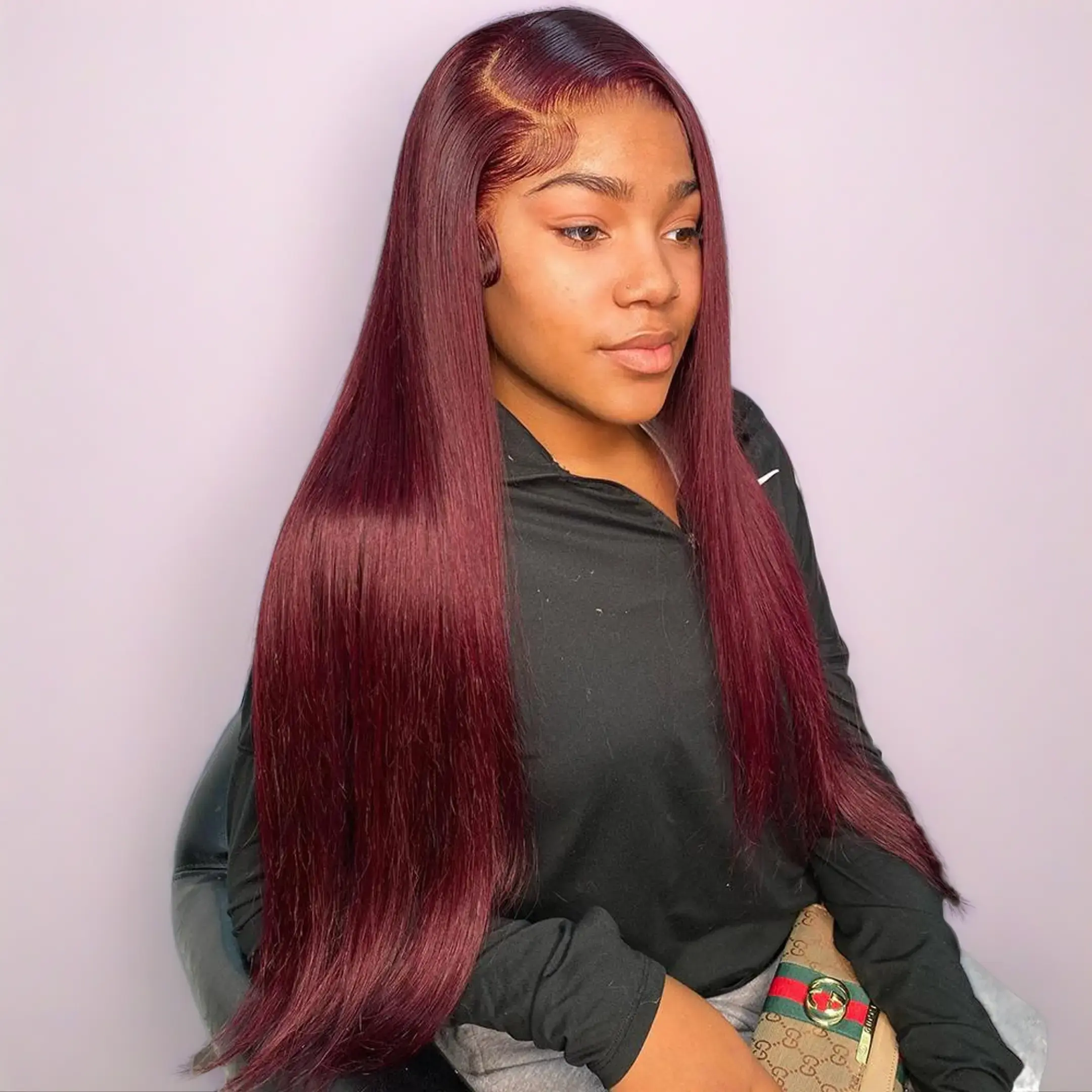 20-34 Inch 99J Burgundy Lace Front Wigs Human Hair 13x6 Body Wave/ Straight 180% Density Deep Red Colored Frontal Wigs Human Hair for Women Pre Plucked with Baby Hair