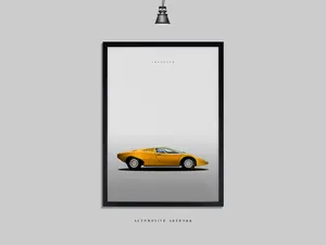 Lamborghini - Countach | 2 Frame Options / Print Only Also Available (A5-A3) | Digitally Hand Drawn Automotive Artwork