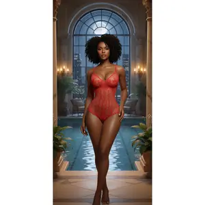 Slick Lace Embroidery Swimsuit