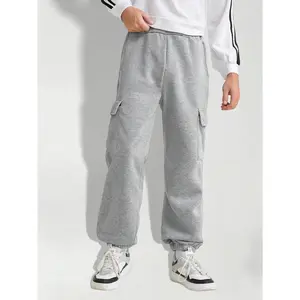 Boys Unisex Youth Sweatpants With Pockets Versatile Minimalist Trendy Street Style Casual Comfortable Breathable Workout Outdoor Running Durable Straight Leg Fleece Pants Spring Summer Autumn Winter Back to School Size 8-16 Years K-B2671  baggy  jogger