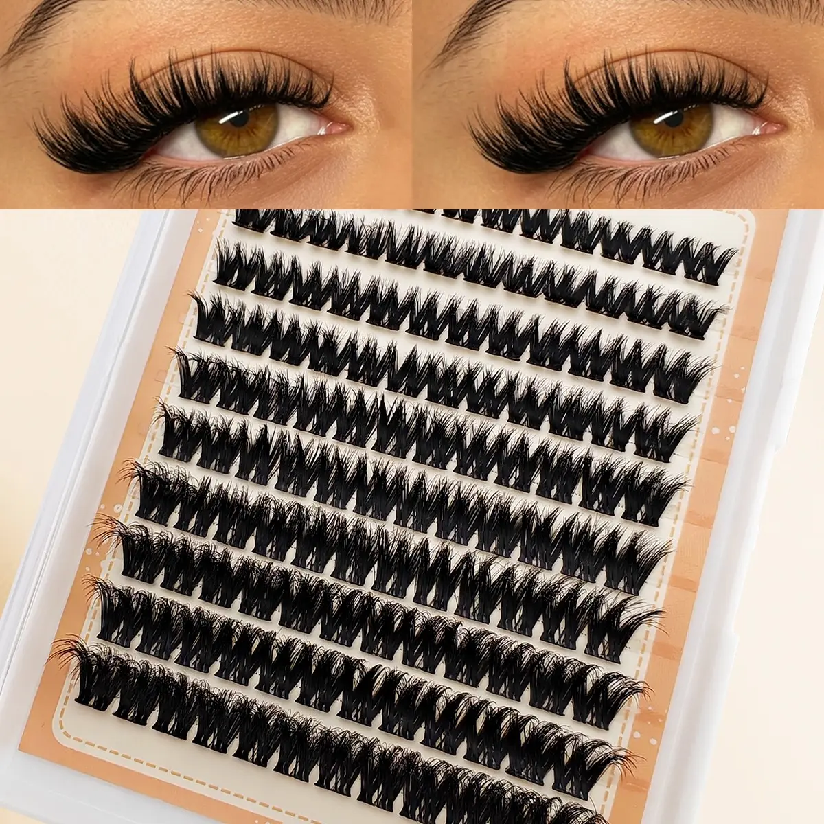 120 Pcs Fluffy Dense False Eyelash Clusters, Eyelash Extensions, Cat Eye Look, Feline Lash Clusters, DIY Eyelashes Clusters, DIY Lashes at Home, Perfect for Beginners, Easy to Apply