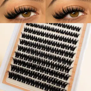 120 Pcs Fluffy Dense False Eyelash Clusters, Eyelash Extensions, Cat Eye Look, DIY Lashes at Home, Perfect for Beginners, Easy to Apply