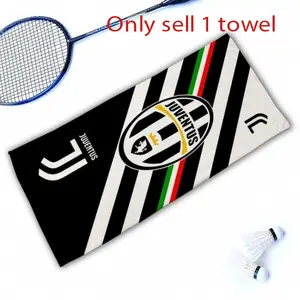 Juventus FC Themed Sports Towel, Quick-Dry Absorbent Microfiber Towel with Club Logo, Black and White Striped Gym Towel for Football Fans, Workout, Badminton and Outdoor Activities