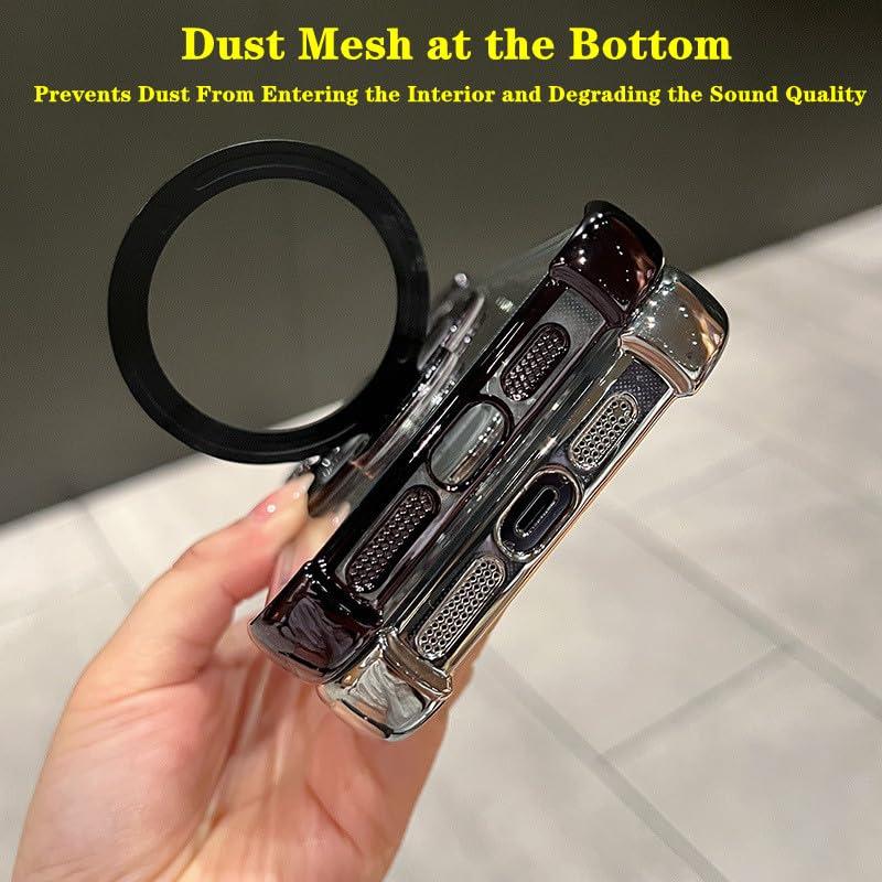 Protective Four comners Plated Clear Bracket Phone case for iPhone 16 15 14 13 12 Pro Max 16 15 Plus Cover with Kickstand   Protector Shockproof Cover protector  de camara