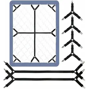 Bed Sheet Straps, 6 PCS Secure and Fitted Sheet Straps for Full Size Bed，Adjustable Sheet Clips for Perfectly Fitted Sheet Straps Holders for Corners，Enhance Your Sleeping Experience (Black)