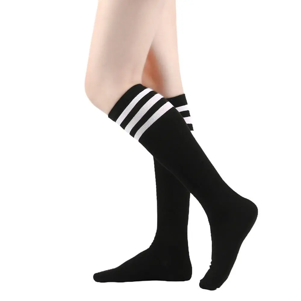 Unisex 3-Stripes Knee High Sports Socks - Soft, Breathable Calf Socks for Adults, Campus & Cheerleading Use, All Seasons Casual Wear, Cheerleader Socks