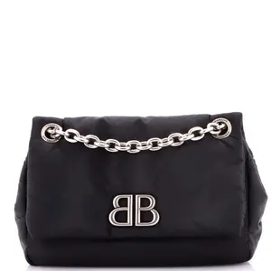 Pre-owned Balenciaga Nylon Shoulder Bags Monaco Chain Flap Shoulder Bag Mini by Rebag