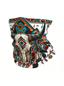 Vintage Western Cowboy Skull Bandana - Lightweight, Multifunctional Neck Gaiter & Face Cover