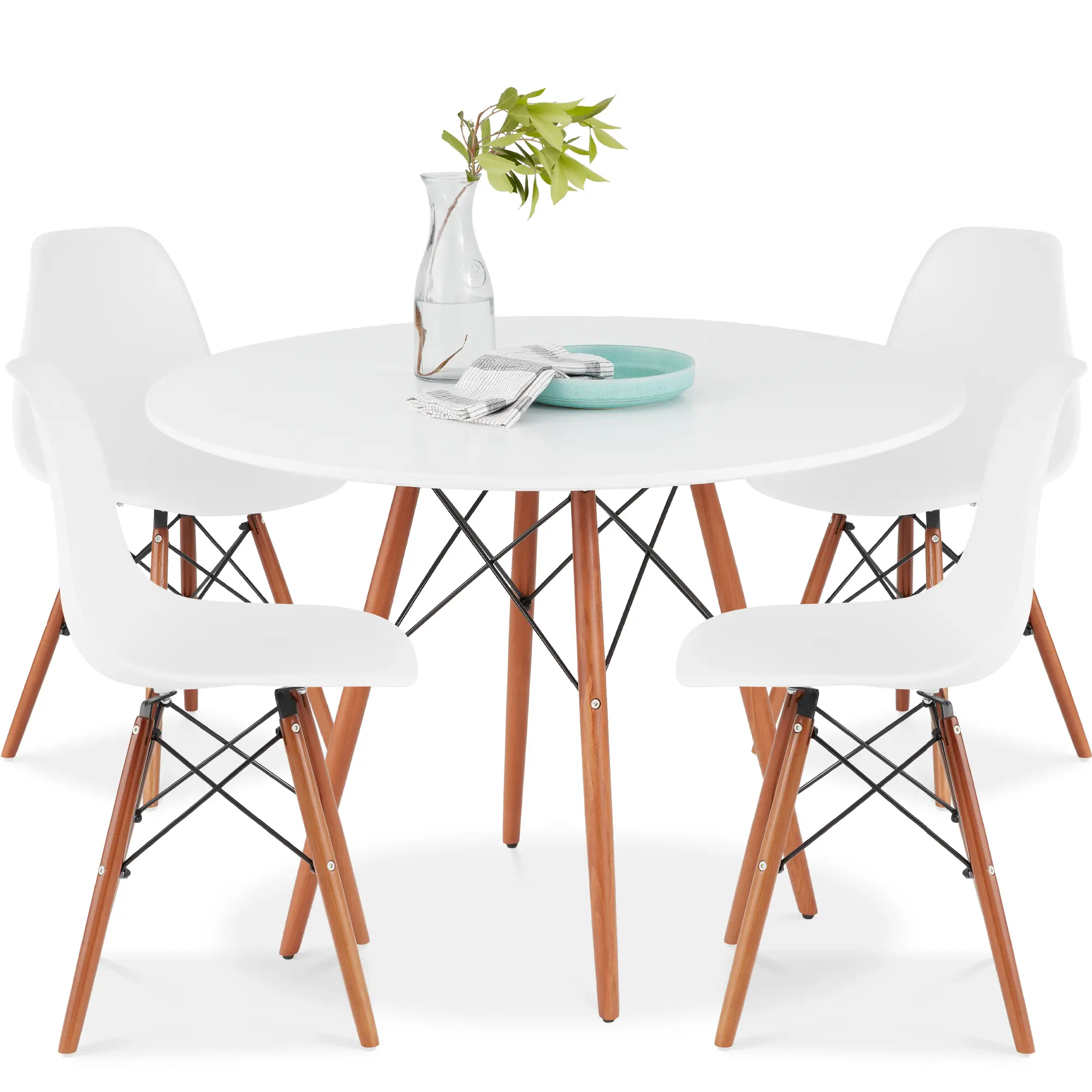 Best Choice Products 5-Piece Compact Mid-Century Modern Dining Set w/ 4 Chairs, Wooden Legs