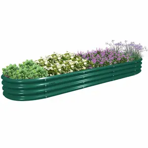 1 Pack 8X3X2Ft Galvanized Raised Garden Bed Kit Oval Metal Ground Planter Box Outdoor Bottomless Planter Raised Beds for Vegetables Flowers Herbs Fruits