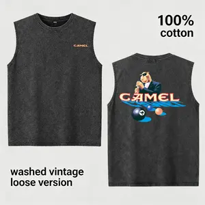 Vintage Washed Sleeveless Tank Top for Men, 100% Cotton Muscle Shirt, Retro Billiards Graphic Tank, Loose Fit Streetwear Sleeveless Tee, Pool Hall Lifestyle Design, Breathable Summer Gym Tank, Casual Unisex Gift for Pool Players