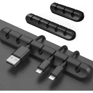 Clips Cord Management Organizer, 3 Packs  Adhesive Hooks, Wire Holder USB Power  Accessory  PC Nightstand Desktop Wall Phone Workspace Office (7, 5 and 3 Slots)