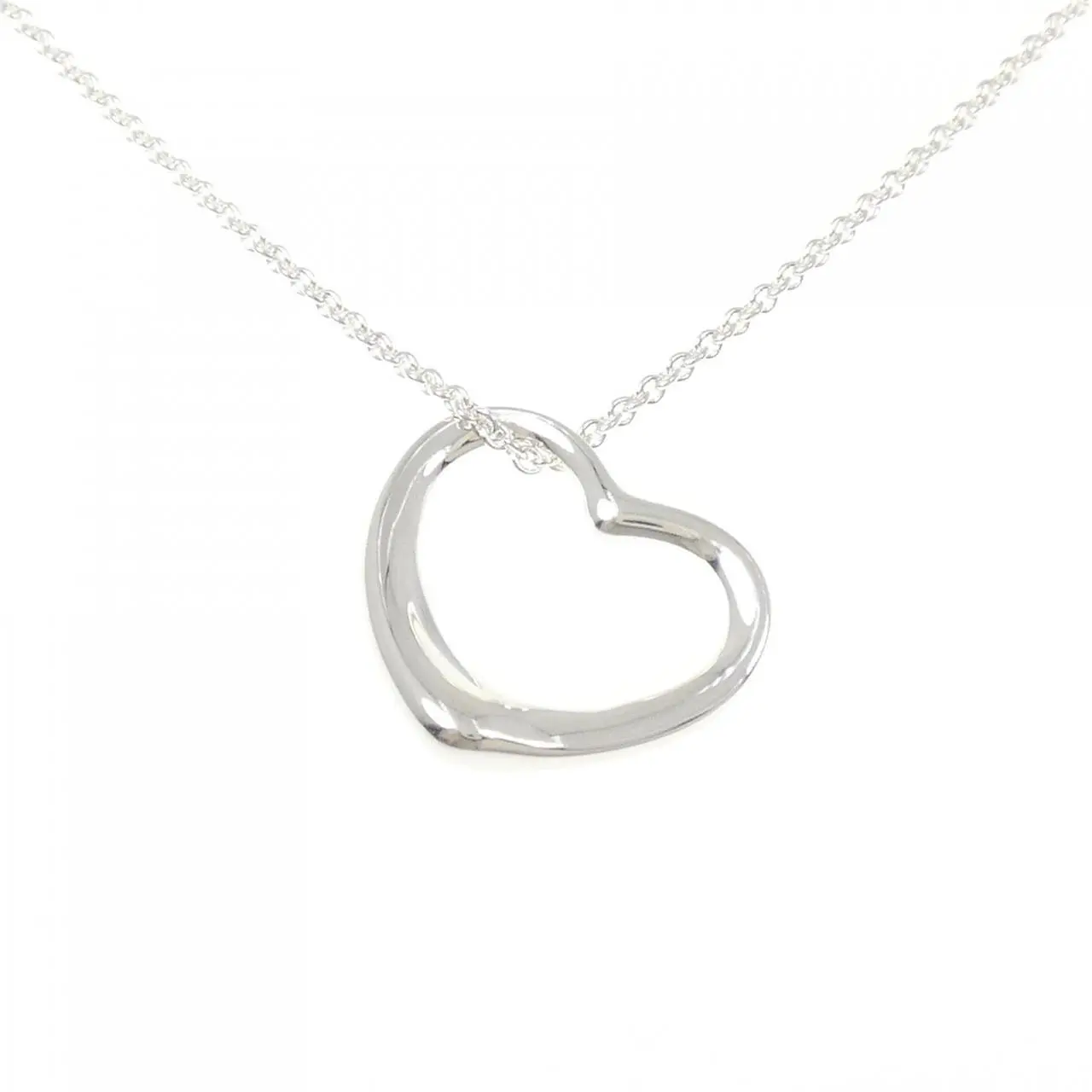Pre-owned Tiffany & Co. Sterling Silver 925 (Ag925) Small Leather Goods Tiffany Open Heart 925 Silver Necklace