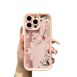 Vintage Pink Music Notes Phone Case – Aesthetic Floral Musical Score Design Shockproof Protective Cover for iPhone 7/8/X/XS/XR/XS Max/11/12/13/14/15 Pro Max/16 Pro Max/17 Pro Max/Air & Samsung Galaxy