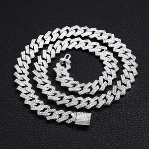 15mm Iced Out Cuban Link Chain Necklace for Men – 16/18/20/24 Inch Hip Hop Diamond Chain, Luxury Statement Jewelry Gift