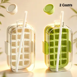 2 Counts, portable sippy cup, enjoy a drink and indulge in the summer revelry. It boasts strong sealing performance and a buckle ring design. With just a gentle press, ice cubes will fall off, making it ideal for camping and family gatherings.