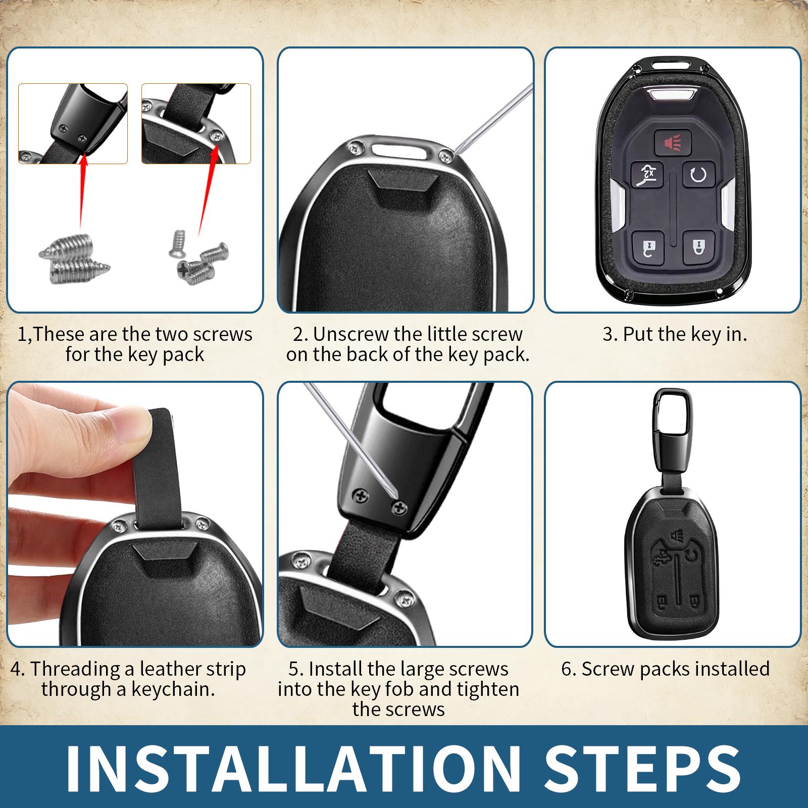 For GMC Key Fob Cover with Keychain, Key Shell Key Case Compatible with GMC Acadia Sierra Terrain and Chevy Silverado 1500 2500HD 3500HD 5-Button