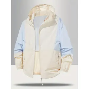 Pearson OBM Men'S Lightweight Summer Beach Jacket - Casual, Breathable, Sun-Protective Outerwear with Drawstring Hood, Patchwork Design, and Pockets for Vacation, Leisure, and Poolside Use, Beach Jacket