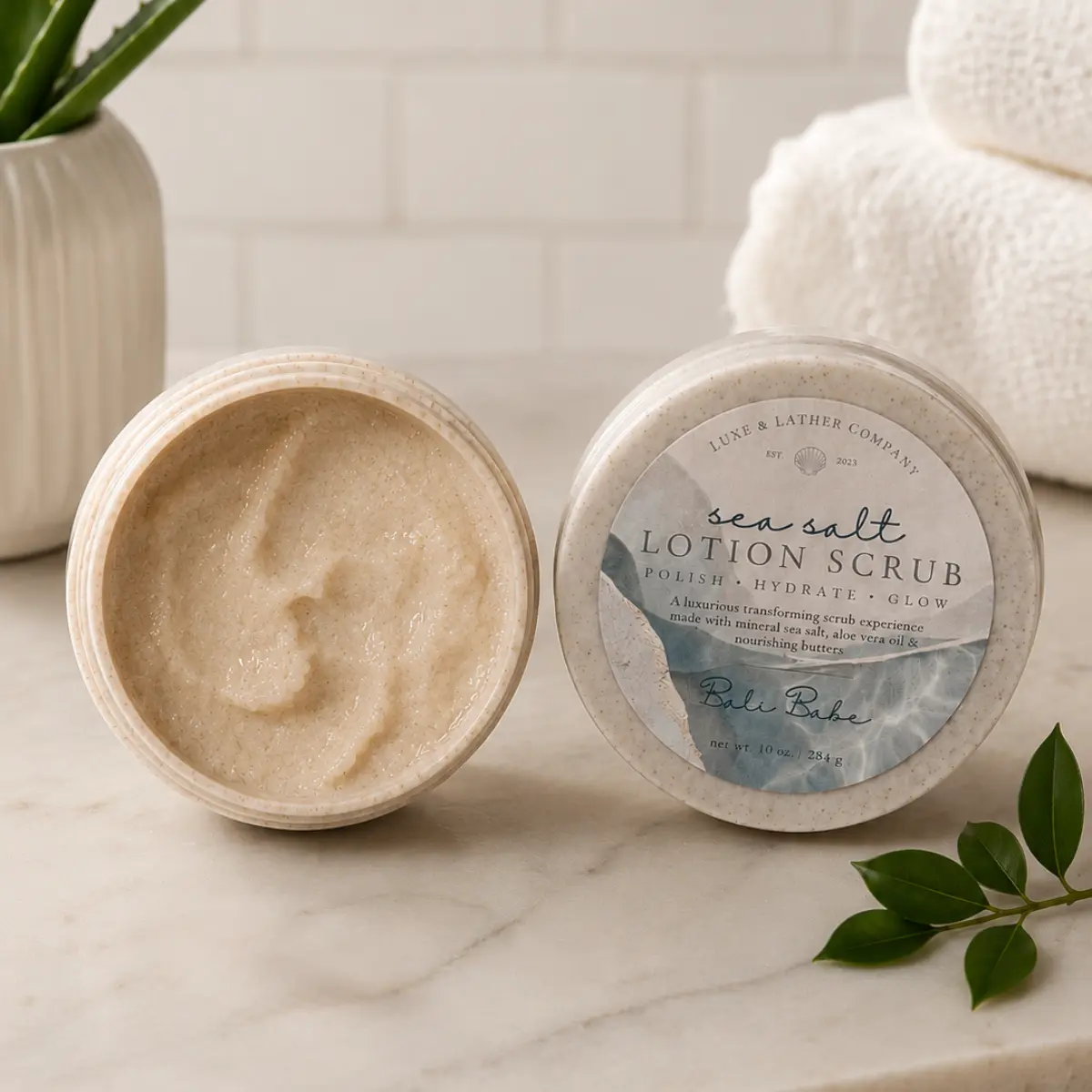 NEW! Sea Salt Lotion Scrub, Exfoliating Spa Experience