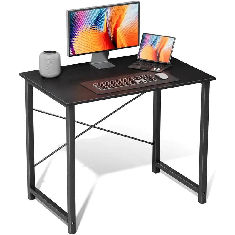 All-in-One Computer Desk for Home Office & Study, 31-63 Inch Modern Writing Desk, Sturdy Wood Office Table for Work or Gaming, Black/White/Brown #HomeOffice #WorkspaceSolutions