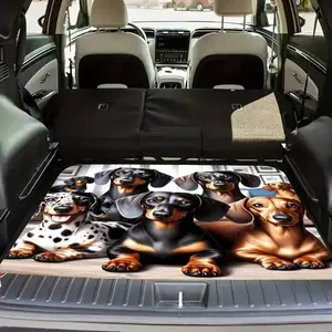 1 Pet-patterned car trunk mat - Cute dog design, easy-to-clean SUV trunk mat, keep the interior clean, stylish and practical Car Accessory, suitable for all models, keep the interior neat and beautiful.