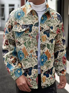 Men's Solid Color Casual Stand Collar Jacket, Soft Comfortable Woven Fabric, Fitted Style for Spring & Fall Daily Wear, Casual Fashion Jacket