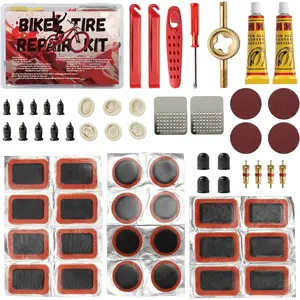 60Pics Bike Tire Repair Kit,Bicycle Inner Tube Patch Kit with Patches and Tire Levers ,Tubeless Tire Repair Rubber Nail with Box and Screwdriver,Convenient Kit for Mountain or Road Bike, Motorcycle