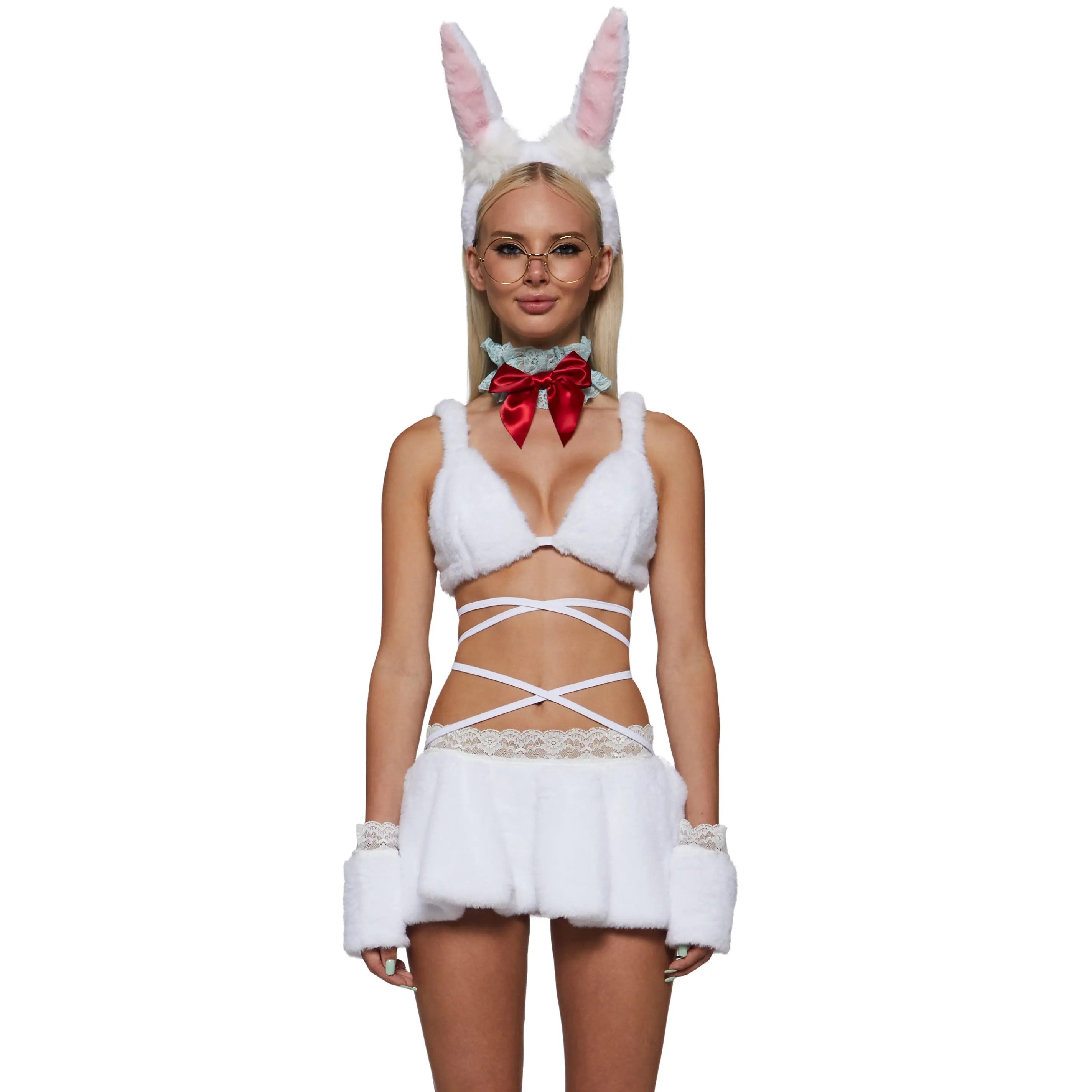 Furry Alice Rabbit Costume with Clock Purse