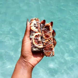 Orange Slices with Cinnamon & White Sage Smudge Stick