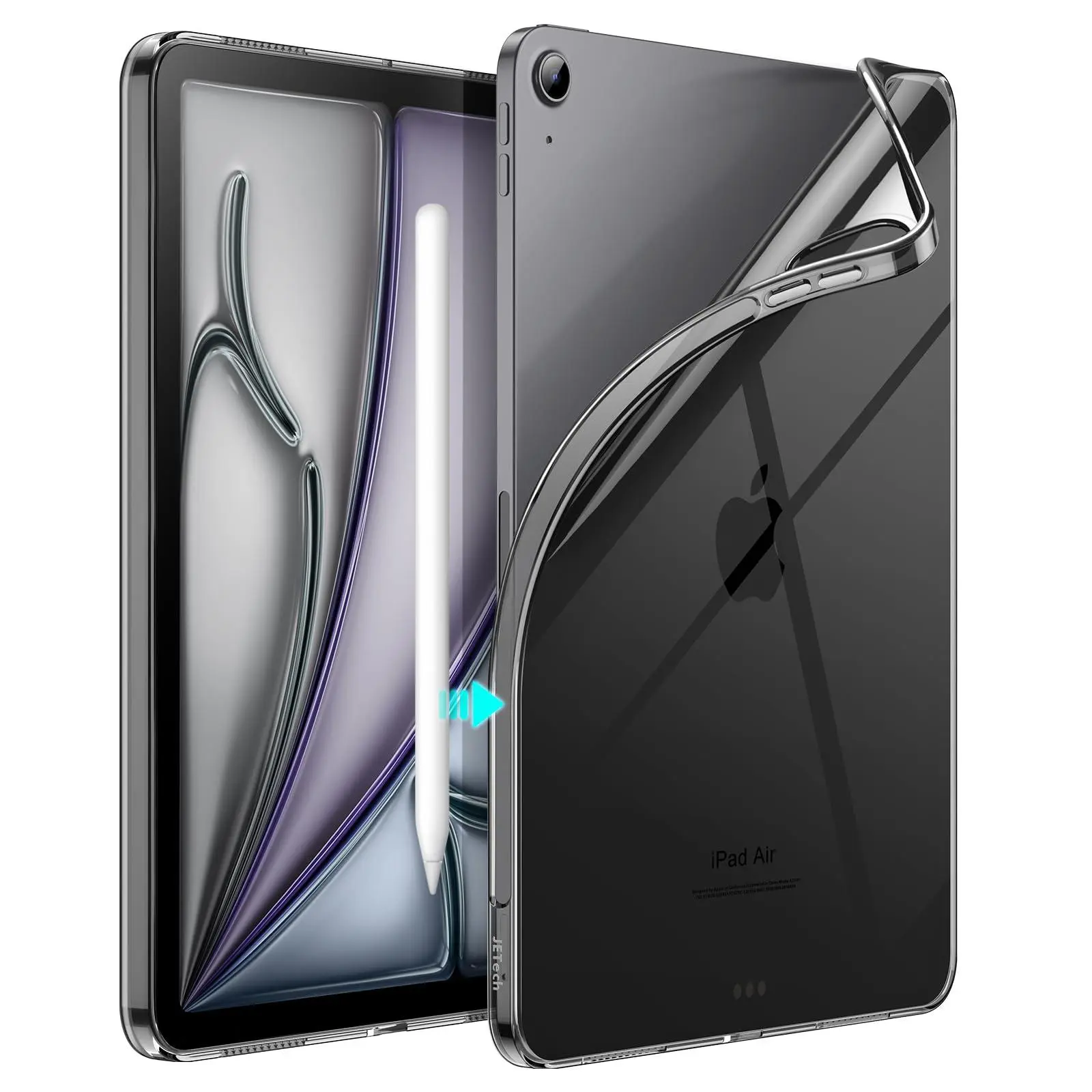 JETech Case for iPad Air 11-Inch M4/M3/M2 (2026/2025/2024), iPad Air 5/4 (10.9-Inch, 2022/2020 Model), Soft TPU Transparent Slim Shockproof Tablet Cover, Support Pencil Pro/2nd Charging