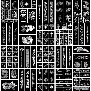 20 Sheets Temporary Tattoo Stencil for Women Girls Kids Boys, Flower Word Face Body Paint DIY Art Reusable Glitter Tattoos Kit School Show Birthdays Halloween Christmas Party Favor Supplies