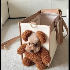 Convenient pet carrying bag, adorable animal-friendly portable bag, large-capacity bag, cross-body tote bag for outings, teddy bear handbag for carrying around