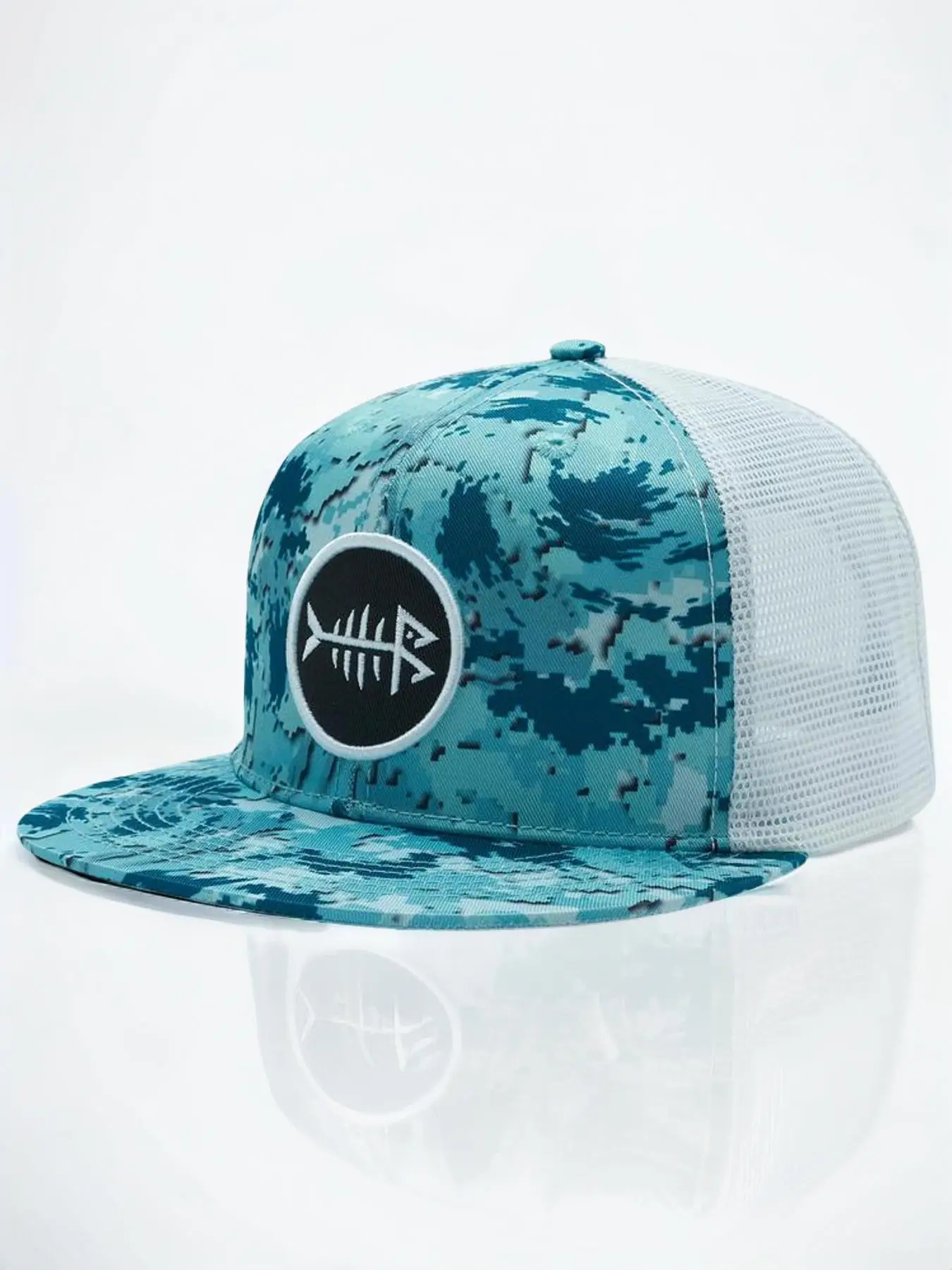 Casual Sportive Camo/fishbone/plant Print Flat Brim Trucker Cap, Gym Clothing, Embroidery Adjustable Snapback Hat, Back To School Summer Hats, Street