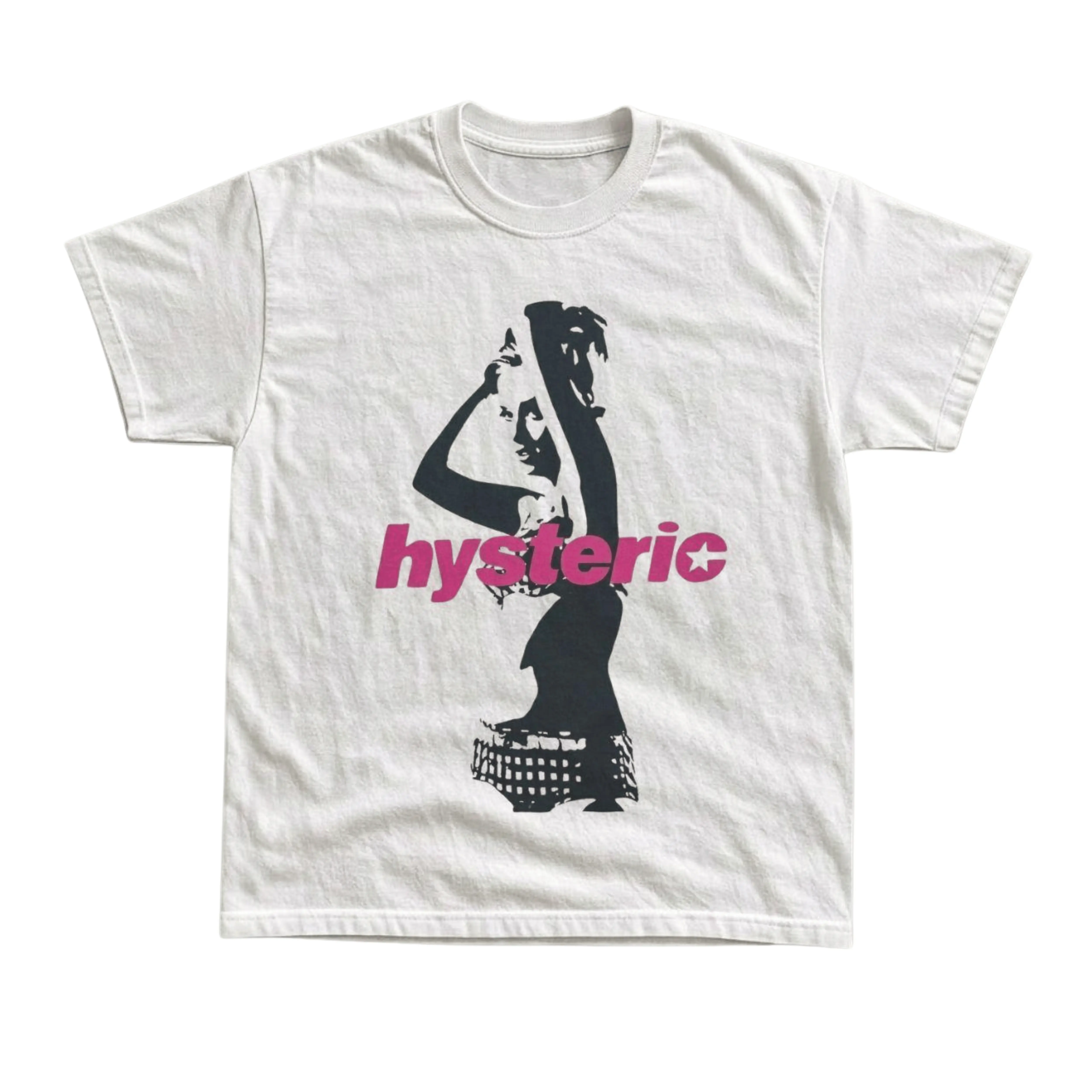 Gildan Men's and Women's T-Shirt, Vintage Hysteric Graphic Tee, Y2K Grunge Streetwear Shirt, Pin Up Girl Pink Star Japanese Tops, Cyber Harajuku Punk Apparel, Casual Clothes, Vintage Fashion Gift Tees, Premium Cotton, Menswear