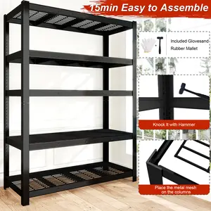ZEUKMXOO adjustable metal storage rack/shelf with reinforced load capacity for iron mesh! Suitable for garages, basements, warehouses, food storage rooms, closets, and kitchens