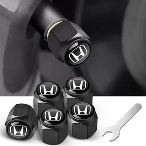 5 Piece Metal Car Wheel HUB Tire Valve Stem Caps, Fits Honda Accord Cr-V Odyssey Civic Xrv, Durable Automotive Accessories