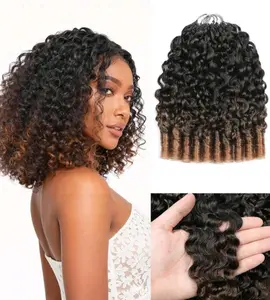 0mbre curly braids human crochet hair in 100% human hair deep wave feather line boho crochet brraids human hair salon silky seamless  invisible for thin  hair woman micro pre looped crochet human hair extensions