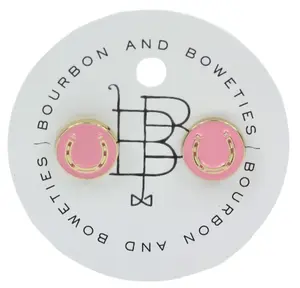 Horseshoe Stud Earring - Pink