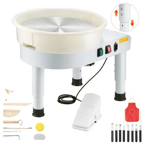 Pottery Wheel 14-Inch Ceramic Wheel Machine With Variable Speed 60-300 RPM, White Finish, Electric Pottery Studio Equipment For Wheel Throwing And Clay Shaping, Durable Steel Frame, Easy-Adjust Pedal, Quiet Operation