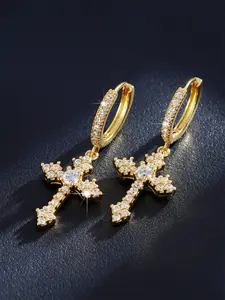 Easter Rhinestone Cross Design Dangle Earrings, Studded Cross Earrings, Elegant Jewelry for Women & Girls, Trendy Accessories Wedding Anniversary Party Jewelry Gift