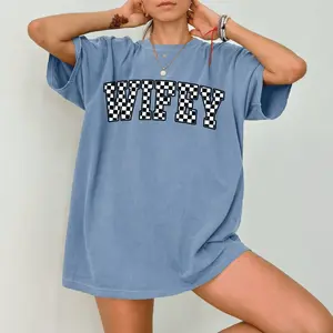 Checkered Wifey Comfort Colors T-Shirt – Bridal Shower Gift for Bride, Honeymoon Vibes Tee