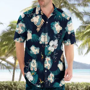 2026 Trendy Tropical Chill Sleeping Giant Snor PKM Hawaiian Shirt & Shorts Set - Fresh Summer Aloha Beachwear, Youthful Bold Graphic Button Down, Relaxed Vacation Outfit, Breathable Holiday Set, Perfect Unique Gift for Fantasy & Nature Lovers