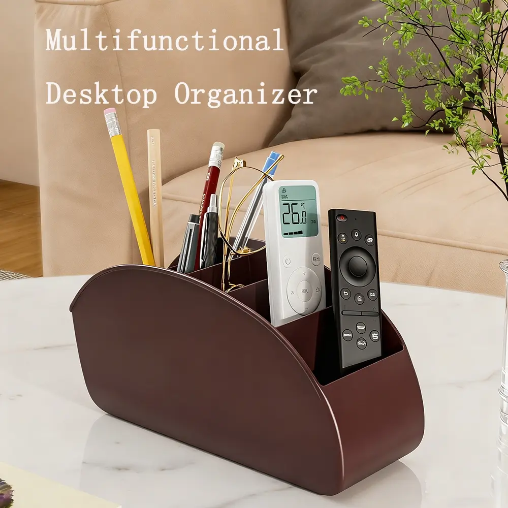 Remote Control Stand with 5 Compartments, Multi Compartment Organizer, TV Remote Storage Box, Office Desk Organizer, Desk Organizers With Compartments, Controller Holder, Eyeglasses and Media Player Rack, Desk Tidy