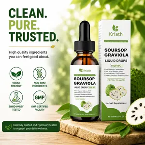 Soursop Leaf Liquid Extract, Herbal Plant Drops, Vegan Formula, Sugar Free, Gluten Free, 2 fl oz